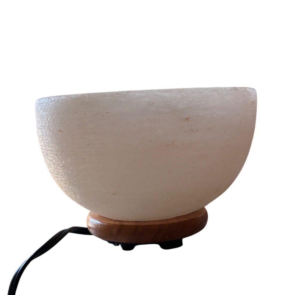 Himalayan‎ Salt Lamp Fire Bowl Natural Wood Base E12 Bulb Dimmable Air Purifier